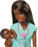 Barbie Career Baby Doctor Playset with Brunette Doll, 2 Infant Dolls, Exam Table and Accessories, Stethoscope, Chart and Mobile for Ages 3 and Up