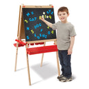 Melissa & Doug Deluxe Magnetic Standing Art Easel With Chalkboard, Dry-Erase Board, and 39 Letter and Number Magnets