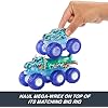 Hot Wheels Monster Trucks Toy Truck & Big Rig Multipack, 1:64 Scale Mega-Wrex & Tiger Shark with Big Rigs in Matching Power Smashers Deco