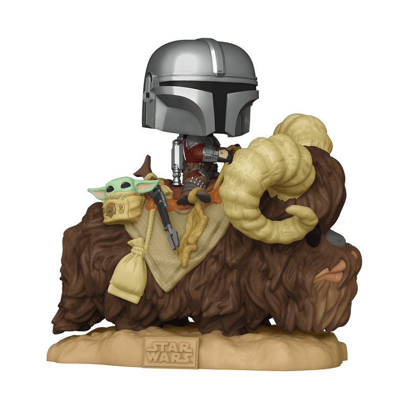 Funko POP! Deluxe: The Mandalorian - Mandalorian on Bantha with Child in Bag