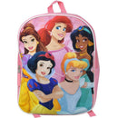 Disney Princesses 15" Pink School Backpack for Girls with Ariel, Belle, Jasmine, Snow  White, and Cinderella