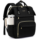 LOVEVOOK Laptop Backpack for Women with Giant Tumbler Holder Pocket, Waterproof Travel Computer Laptop Bag, Black