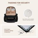 LOVEVOOK Laptop Backpack for Women with Giant Tumbler Holder Pocket, Waterproof Travel Computer Laptop Bag, Black