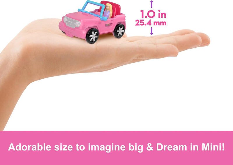 Barbie Mini BarbieLand Doll & Vehicle Set with 1.5-inch Doll, Color-Change SUV & Tent Accessory