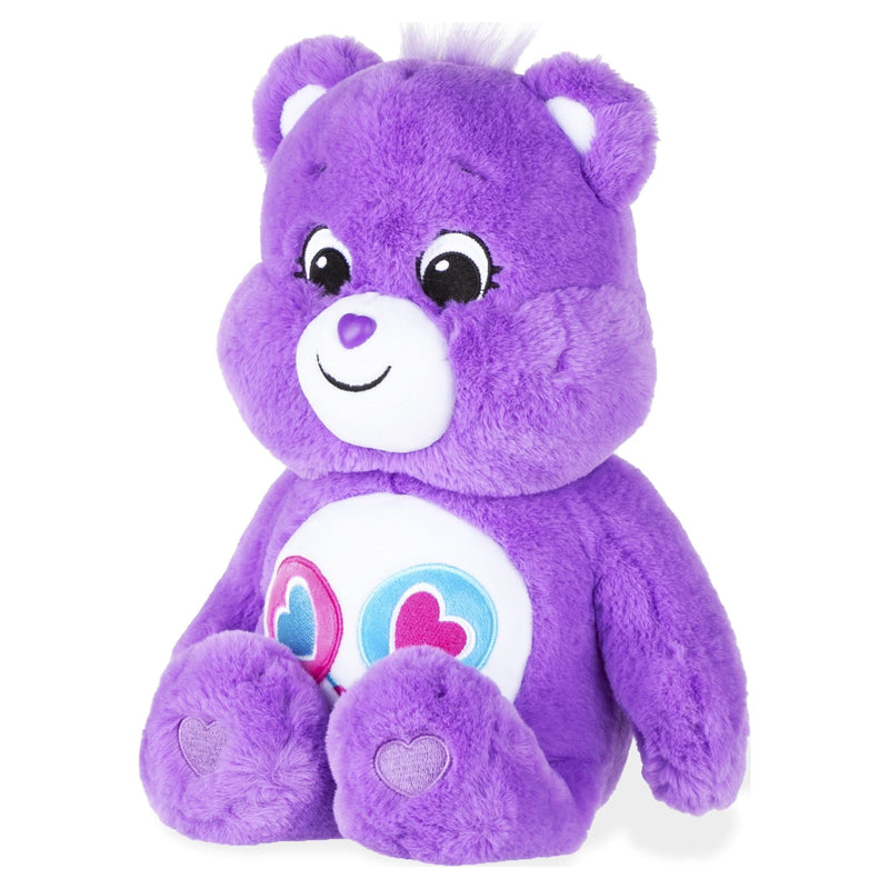 Care Bears 14" Share Bear Plushie - Medium Size - Purple Plush for Ages 4+ – Perfect Stuffed Animal Holiday, Birthday Gift, Super Soft and Cuddly – Good For Girls and Boys, Employees, Collectors