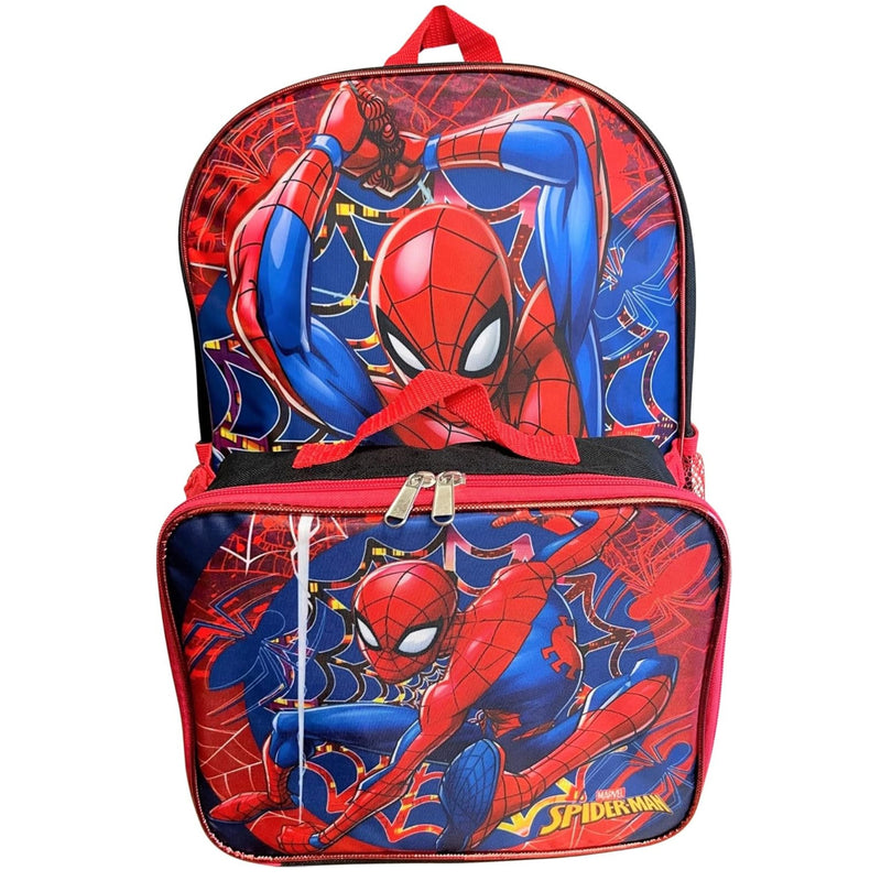 Marvel Spiderman 16" School Backpack with Large Pocket & Rectangular Lunch Bag