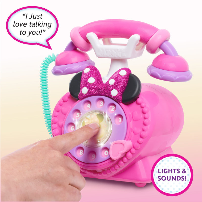 Disney Junior Minnie Mouse Ring Me Rotary Pretend Play Phone, Lights and Sounds, Officially Licensed Kids Toys for Ages 3 Up, Gifts and Presents