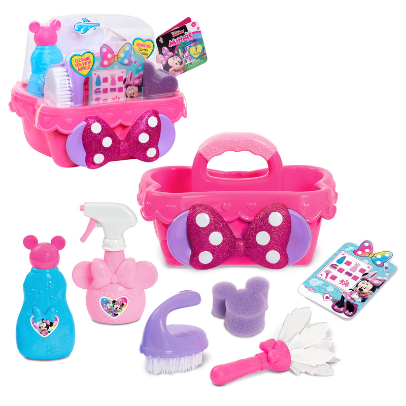 Just Play Disney Junior Minnie Mouse Sparkle N’ Clean Caddy, Dress Up and Pretend Play, Kids Toys for Ages 3 up