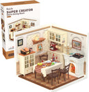Rolife Warm Dining Room Super Creator-DIY Plastic Miniature House for Adults, Mini Blocks Model Kit Building Set