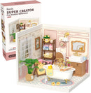 Rolife Pop Bubble Bathroom Super Creator-DIY Plastic Miniature House for Adults, Mini Blocks Model Kit Building Sets