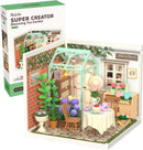 Rolife Blooming Tea Garden Super Creator-DIY Plastic Miniature House for Adults, Mini Blocks Model Kit Building Set