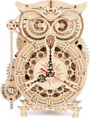 ROKR 3D Wooden Puzzles for Adults Owl Clock - Mechanical Model Building Kit DIY Hobbies for Men Women 161pcs