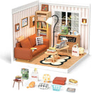 Rolife Cozy Living Lounge DIY Miniature Plastic House Building Set Toys Playset with LED Suitable for Mini Figures