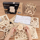 ROKR 3D Wooden Puzzles for Adults Owl Clock - Mechanical Model Building Kit DIY Hobbies for Men Women 161pcs