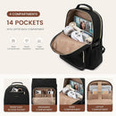 LOVEVOOK Laptop Backpack for Women with Giant Tumbler Holder Pocket, Waterproof Travel Computer Laptop Bag, Black