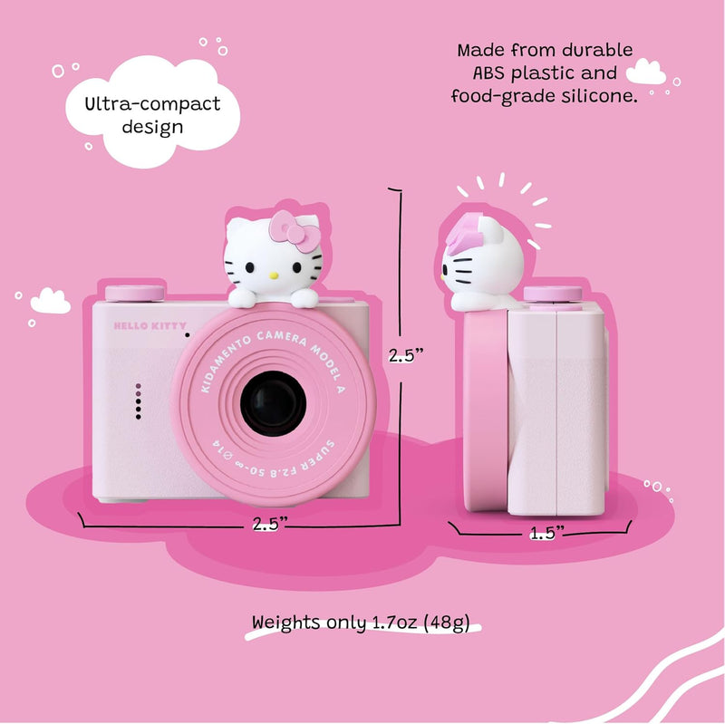Hello Kitty Mini Kids Digital Camera & Video Camcorder by Kidamento, 32GB Memory Card, USB-C, Adjustable Soft Strap Lanyard, Scavenger Hunt Momento Book - Model A Hello Kitty
