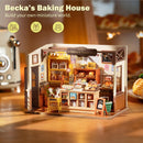 Rolife DIY Miniature Doll House Kit, Build Becka's Bakery Diorama House Building Set