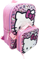 Hello Kitty Kid's Licensed 15" Backpack With Lunch Box Combo Set (Hello Kitty)