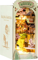 Rolife DIY Book Nook Kit Falling Sakura, DIY Miniature Booknook Kit Creative Decorative Bookend Bookshelf Insert