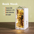 Rolife Sunshine Town LED Book Nook Kit-Decorative Bookend Stand-3D Wooden Puzzle for Adults-Bookshelf Insert