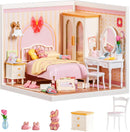 Rolife Super Creator Series, DIY Mini Lovely Pink Bedroom Dollhouse House Kit, Scenary for Action Collectible Figure