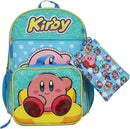 Kirby 5-Piece Set: 16” Backpack, Lunchbox, Utility Case, Rubber Keychain, and Carabiner