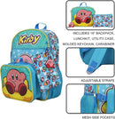 Kirby 5-Piece Set: 16” Backpack, Lunchbox, Utility Case, Rubber Keychain, and Carabiner