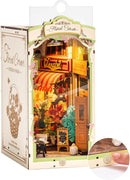 Rolife Floral Corner DIY Book Nook Kits for Adults, Miniature Dollhouse Booknook Kit, 3D Wooden Puzzle with LED