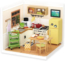 Rolife Happy Meals Kitchen DIY Miniature Plastic House Building Set Toys Playset with LED Suitable for Mini Figures