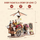Rolife Miniature 3D Wooden Flower Cart Puzzle for Adults, Model Building Kit, Collectible Handcraft Desk Decor