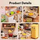 Rolife Happy Meals Kitchen DIY Miniature Plastic House Building Set Toys Playset with LED Suitable for Mini Figures