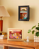 Rolife Old Times Bookstore 3D Diorama Frame, Wall-Mounted Shadow Box Display Case, Beginner-Friendly Craft Kits