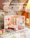 Rolife Super Creator Series, DIY Mini Lovely Pink Bedroom Dollhouse House Kit, Scenary for Action Collectible Figure
