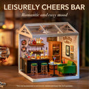 Rolife Leisurely Cheers Bar DIY Miniature Plastic House Building Set Toys Playset with LED Suitable for Mini Kit