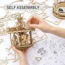 ROKR 3D Wooden Puzzles Music Box - DIY Model Building Kit Mechanical Merry-go-Round Exquisite Display Gifts =