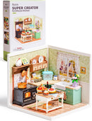 Rolife Farmhouse Kitchen Super Creator Kits, Tiny House Building Blocks for Little Dolls, DIY Plastic Model Building Kit