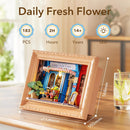 Rolife Daily Fresh Flower DIY Miniature House Kit, Mini Wooden Kit for Adults, 3D Shadow Box Frame Decor Diorama Kit