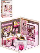 Rolife Super Creator Pink Beauty Secret DIY Miniature House Kit - No Glue Plastic Click-Assembly Dollhouse
