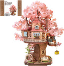 Rolife 3D Puzzles for Adults, Cherry Blossom Bonsai Tree Plants, Japanese Sakura Tree House Flowers Building Set