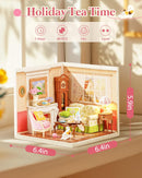 Rolife Holiday Tea Time Super Creator Kits, Tiny House Building Blocks for Little Dolls, DIY Plastic Model Building Kits