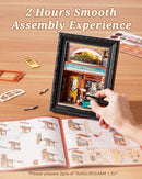 Rolife Old Times Bookstore 3D Diorama Frame, Wall-Mounted Shadow Box Display Case, Beginner-Friendly Craft Kits