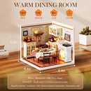 Rolife Warm Dining Room Super Creator-DIY Plastic Miniature House for Adults, Mini Blocks Model Kit Building Set