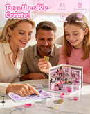 Rolife Super Creator Pink Beauty Secret DIY Miniature House Kit - No Glue Plastic Click-Assembly Dollhouse