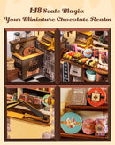 Rolife DIY Miniature House Kit Henry's Chocolate Shop 1:18 Scale Dollhouse Diorama, Tiny House Building Kit Crafts