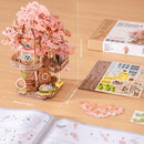 Rolife 3D Puzzles for Adults, Cherry Blossom Bonsai Tree Plants, Japanese Sakura Tree House Flowers Building Set