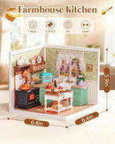 Rolife Farmhouse Kitchen Super Creator Kits, Tiny House Building Blocks for Little Dolls, DIY Plastic Model Building Kit