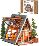 Rolife DIY Miniature House Kits A-Frame Cabin, Tiny House Mini House Building Kit for Teens, DIY Crafts for Adults