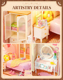 Rolife Super Creator Series, DIY Mini Lovely Pink Bedroom Dollhouse House Kit, Scenary for Action Collectible Figure