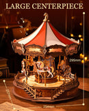 Rolife Wooden 3D Puzzles for Adults, DIY Carousel Music Box with Chaser Lights 11.6" Model Building Kit