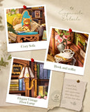 Rolife DIY Book Nook Kit Quiet Corner Study, Miniature Dollhouse Bookend with Touch LED Lights